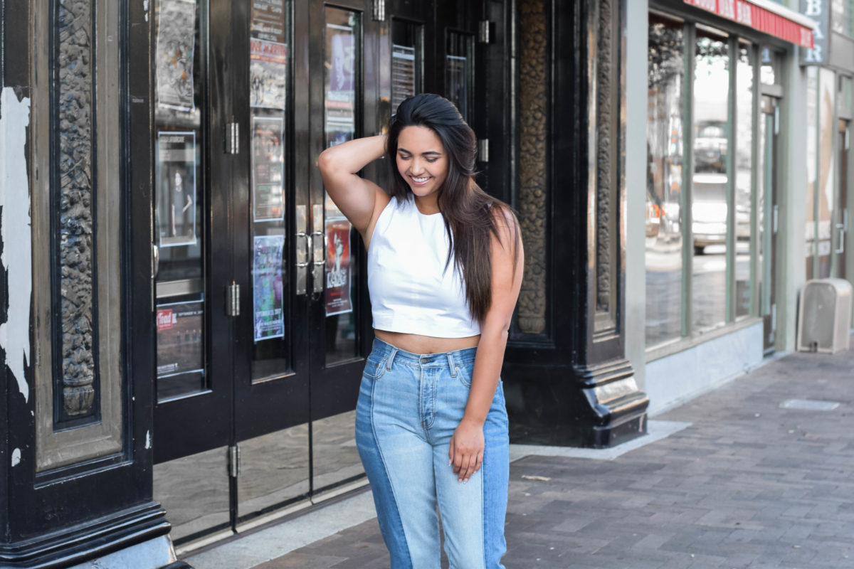 two tone jeans outfit