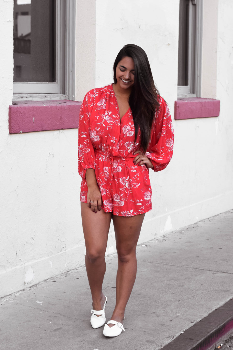 Red Floral Romper