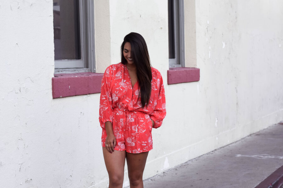 Red Floral Romper