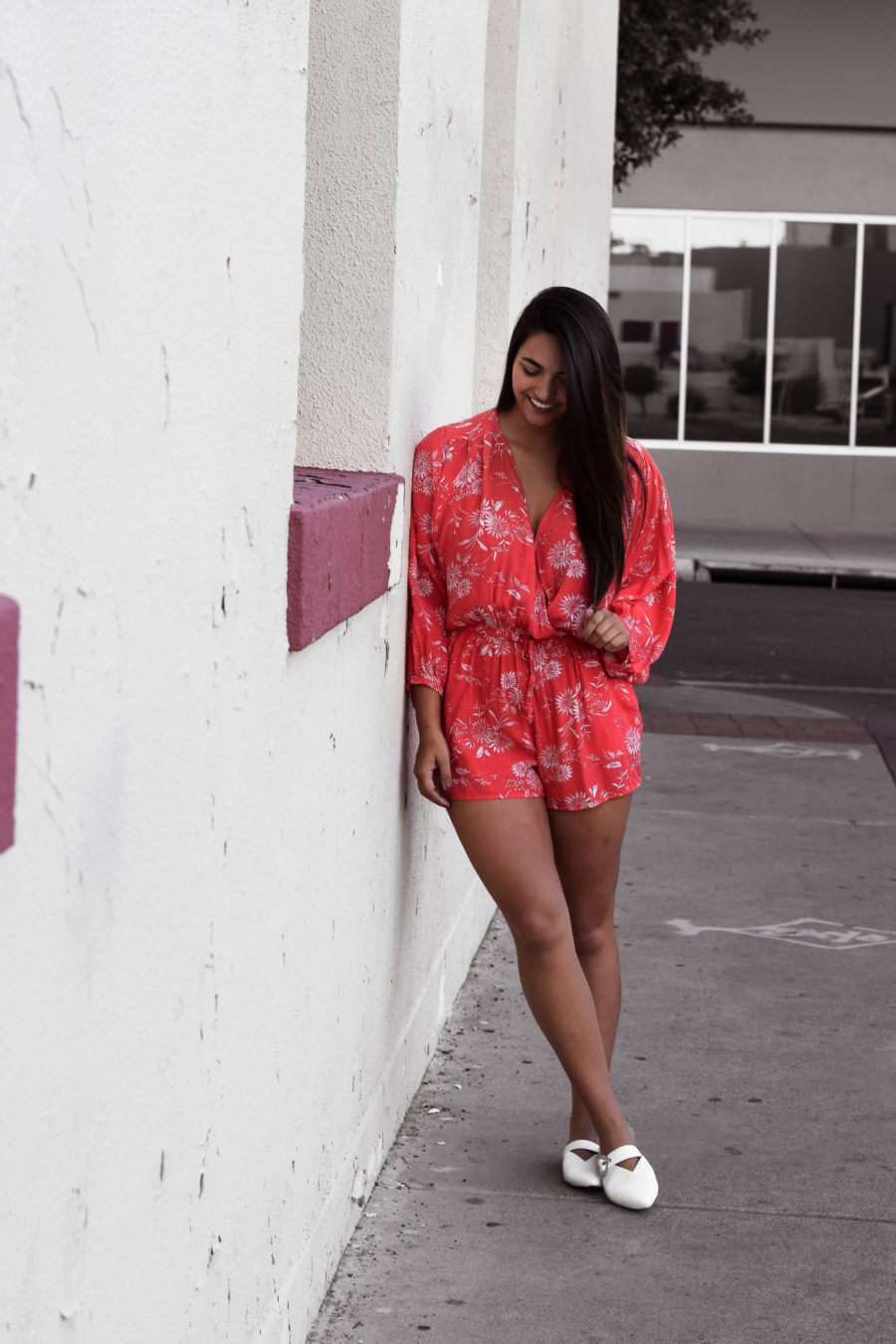 Red Floral Romper