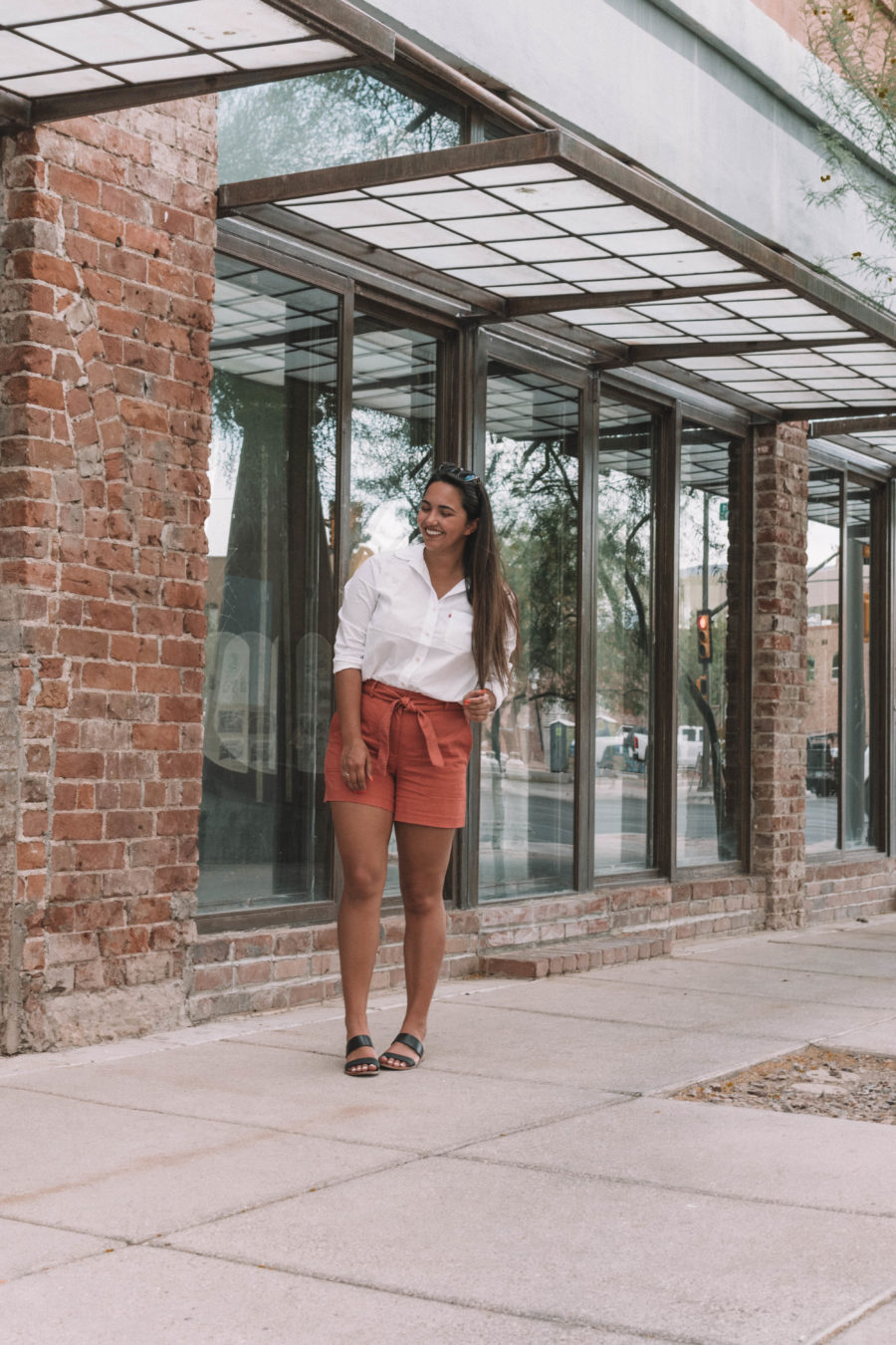 Tie waist ann taylor linen shorts